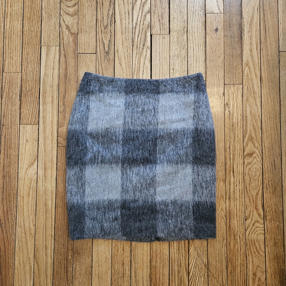 NWT Talbots Wool Blend Plaid Skirt Gray Buffalo Check Lined Winter Mini 4P - Picture 1 of 6